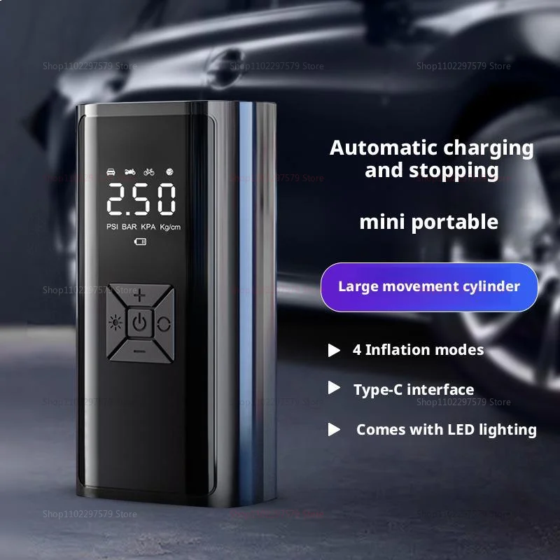 【セール中】ワイヤレス/有線電動空気入れ 緊急ライト付き ポータブルエアコンプレッサー 車 バイク 自転車タイヤ用 2025年新製品
