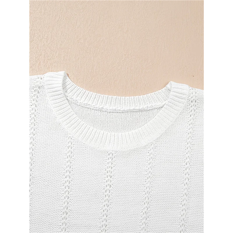

Women Summer Short Sleeve Sweaters Knit Tops Shirts Solid Hollow Out Blouses 2025