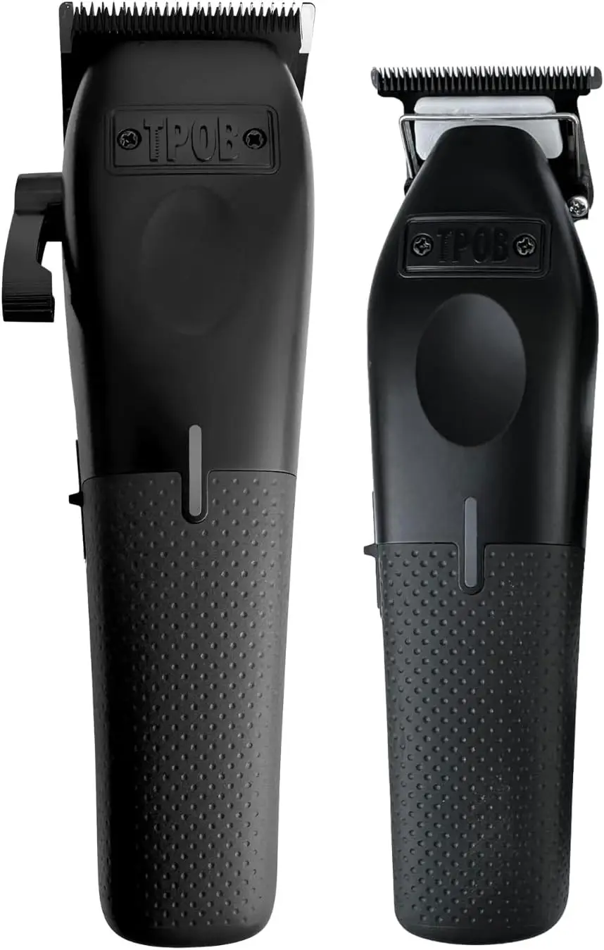 Men's Professional Hair Clipper and Trimmer Set, 7500 RPM Barber Clipper with Precision Trimmer, Cordless Rechargeable 2-Piece Kit, Rubber Grips, Black, 2 Set