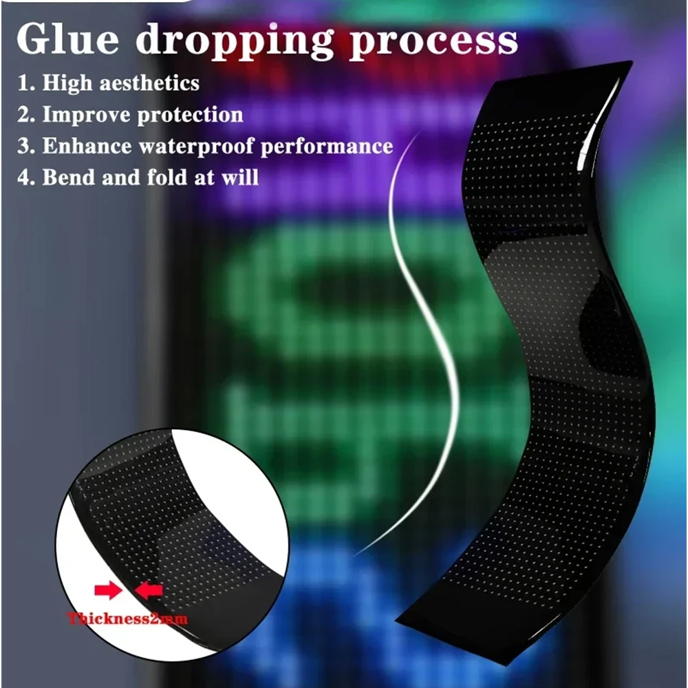 Usb 5v led tela flexível matriz pixel painel de exibição inteligente bluetooth app controle rgb padrão graffiti texto festa exibição carro