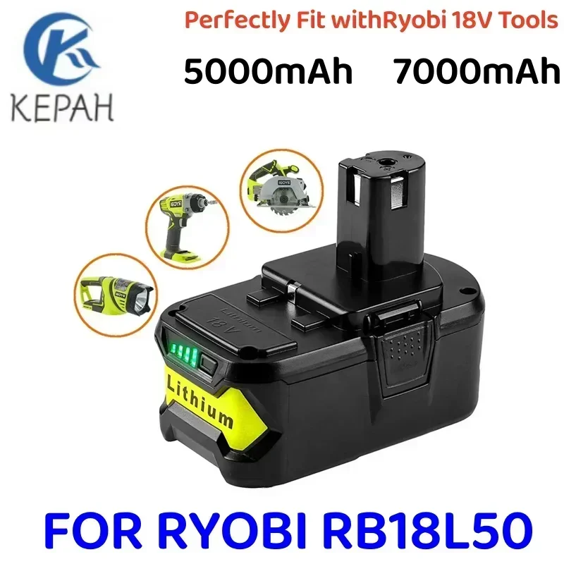 18V 5AH/7AH Li-ion Rechargeable Battery for Ryobi ONE+ cordless Power Tool BPL1820 P108 P109 P106 P105 P104 P103 RB18L50 RB18L40