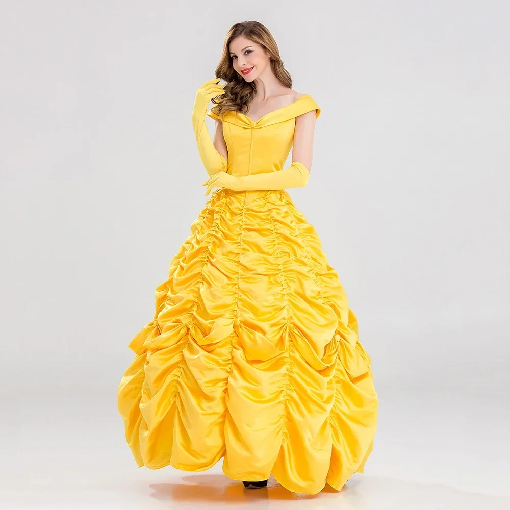 Fantasia Halloween Cosplay Adult Princess Belle Costume Long Dress Women Southern Adult Women Costume