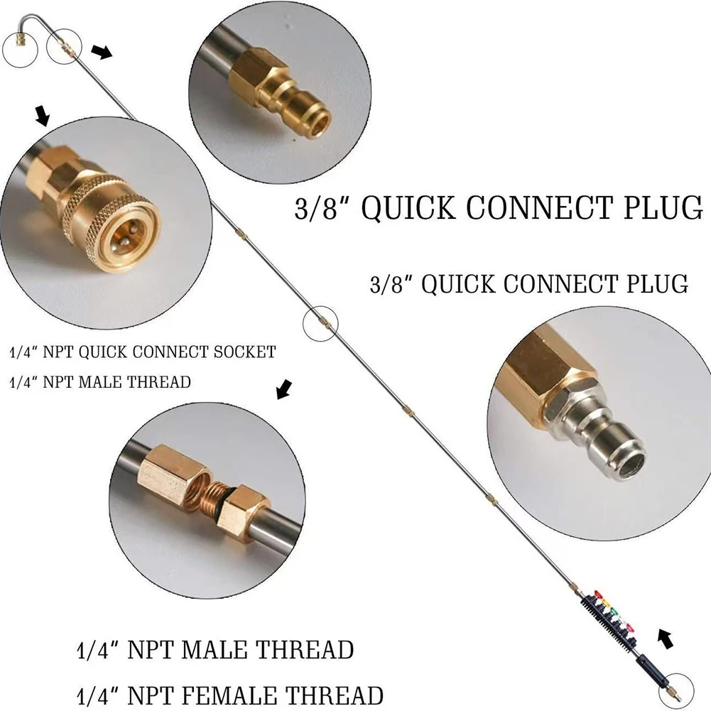 

10Pcs High Pressure Washer Wand Set Spear Car Washer Nozzles Cleaning Tools with 6 Adjustable Nozzles 4000PSI 1/4 Quick Connect