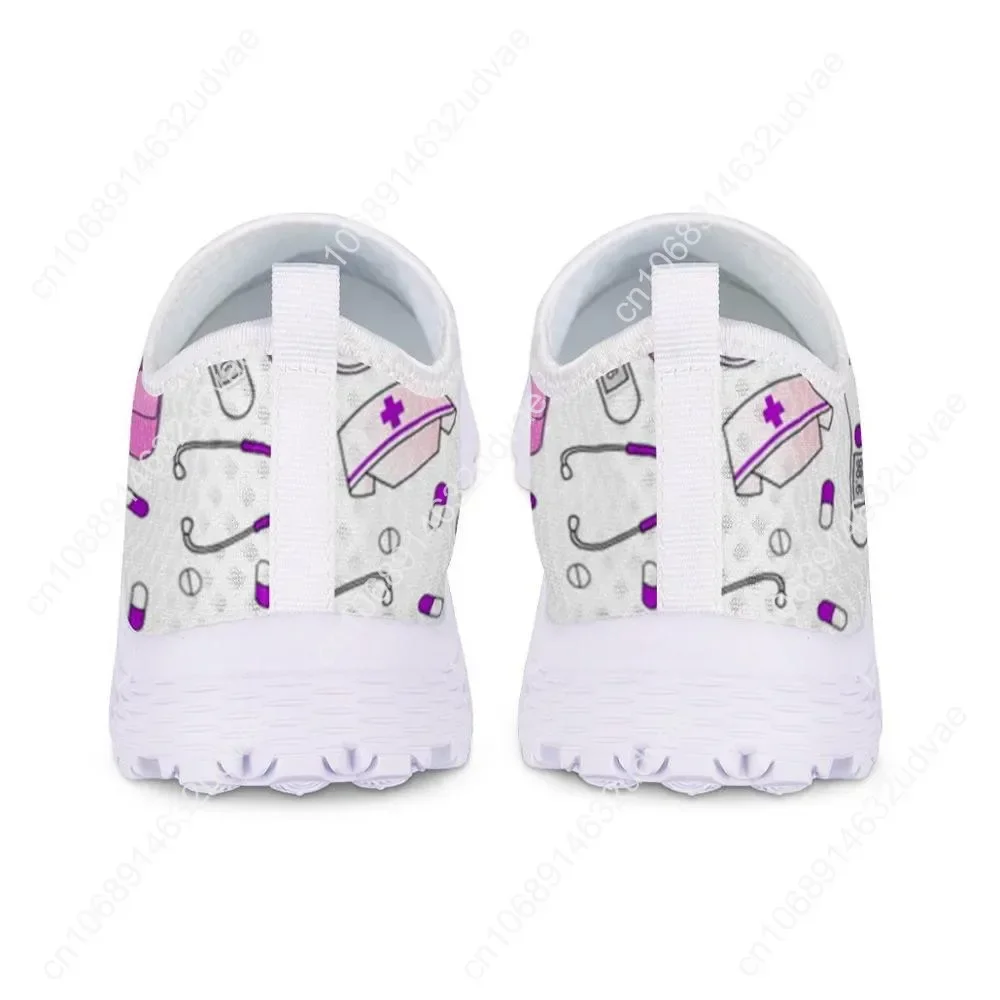 Cute Cartoon Nursing Doctor Surgery Printed Woman Flats Sneakers Mesh Nurse Shoes Women Light Weight Ladies Footwear