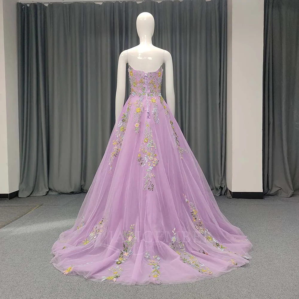 Long Purple Customized Quinceanera Dresses A-line 2025 Strapless Straps Party Dress Plus Size vestidos de 15 años quinceañeras