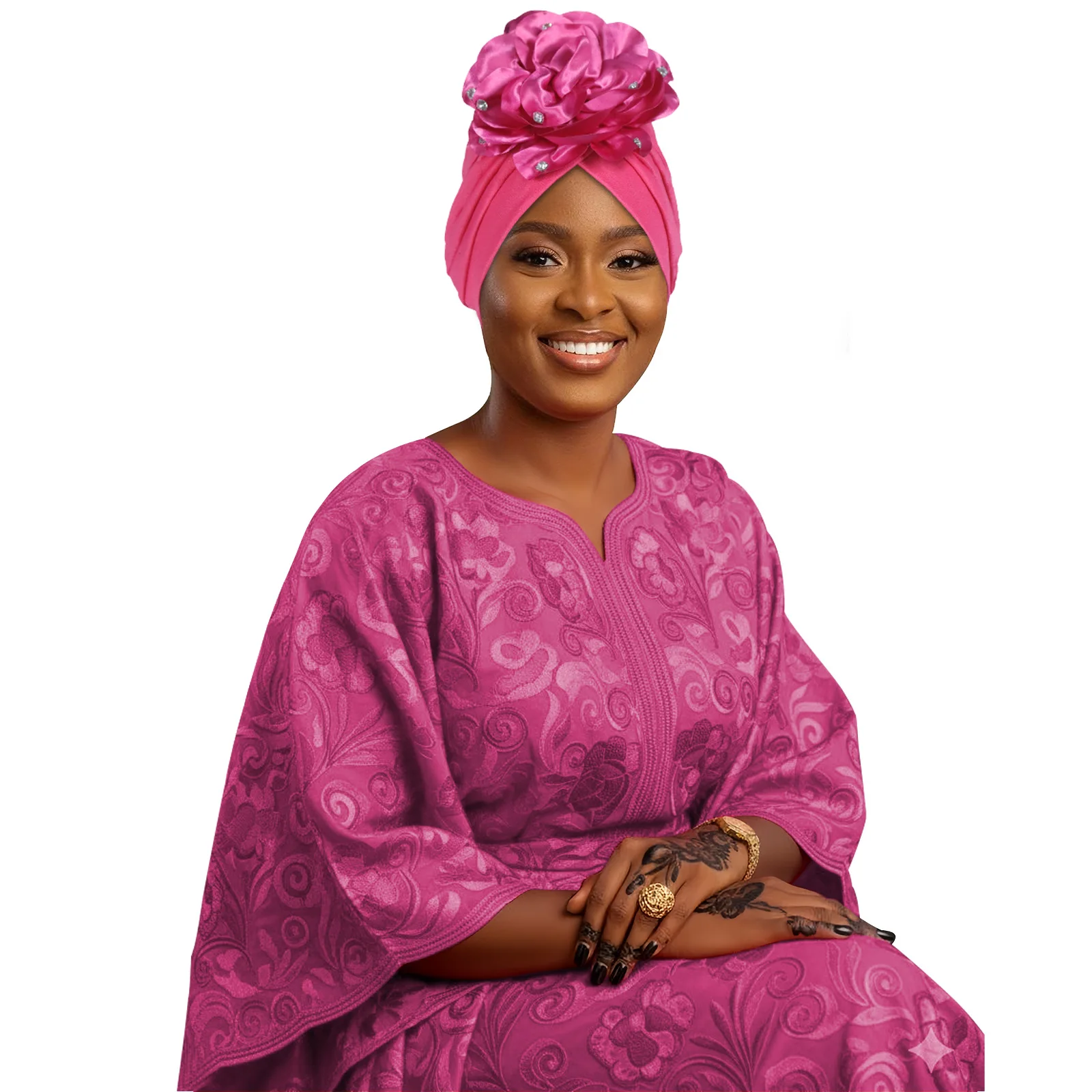 Donne Grande Fiore Strass Pieghettato Turbante Hijab Africano Gele Testa Wrap Beanie Chemio Cap per la Perdita di Capelli Musulmano Foulard Cappello Nuovo