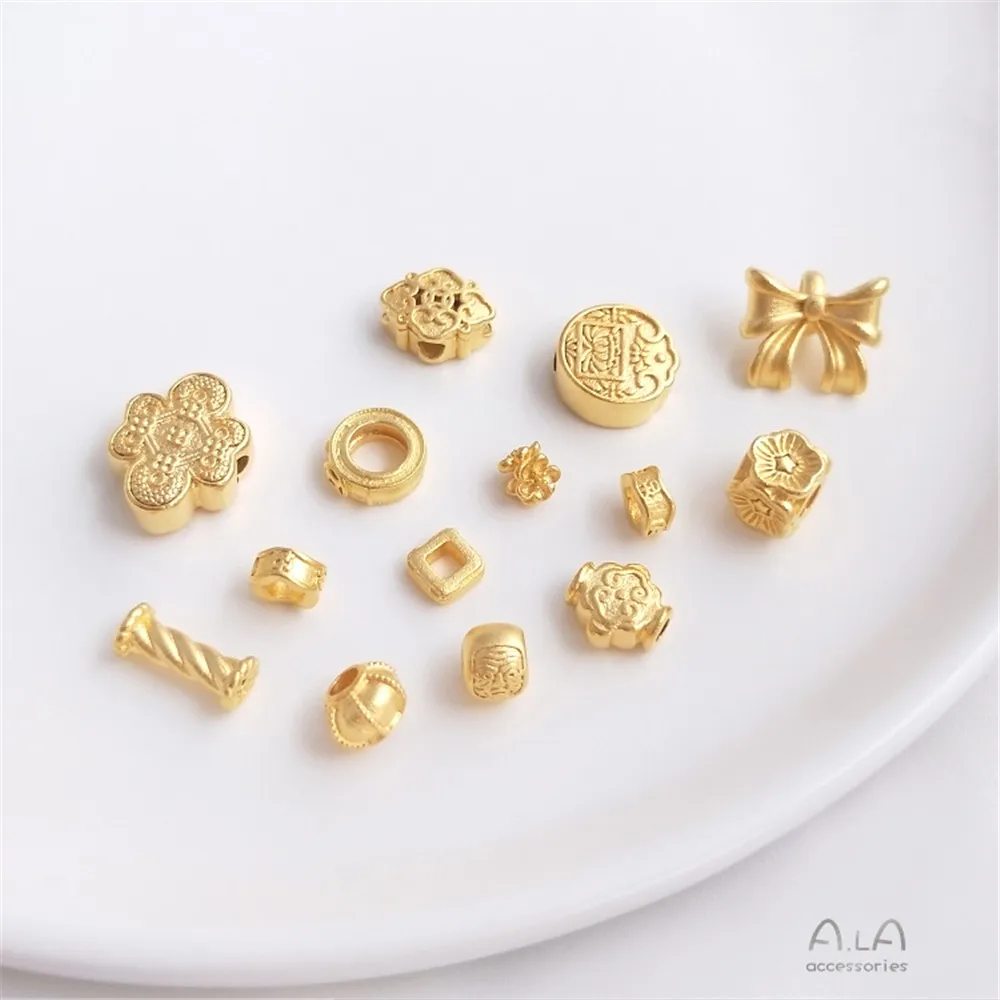 

Sand-gold flower shape big Kong bead lantern Ruyi butterfly ligation kee ram septum bead bracelet necklace accessories