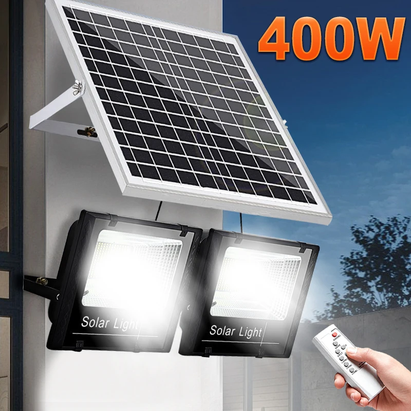 

2 head Solar Flood Light Outdoor Solar Spotlights Garden House Remote Control Waterproof Solar LED Light Led Wall Lamp