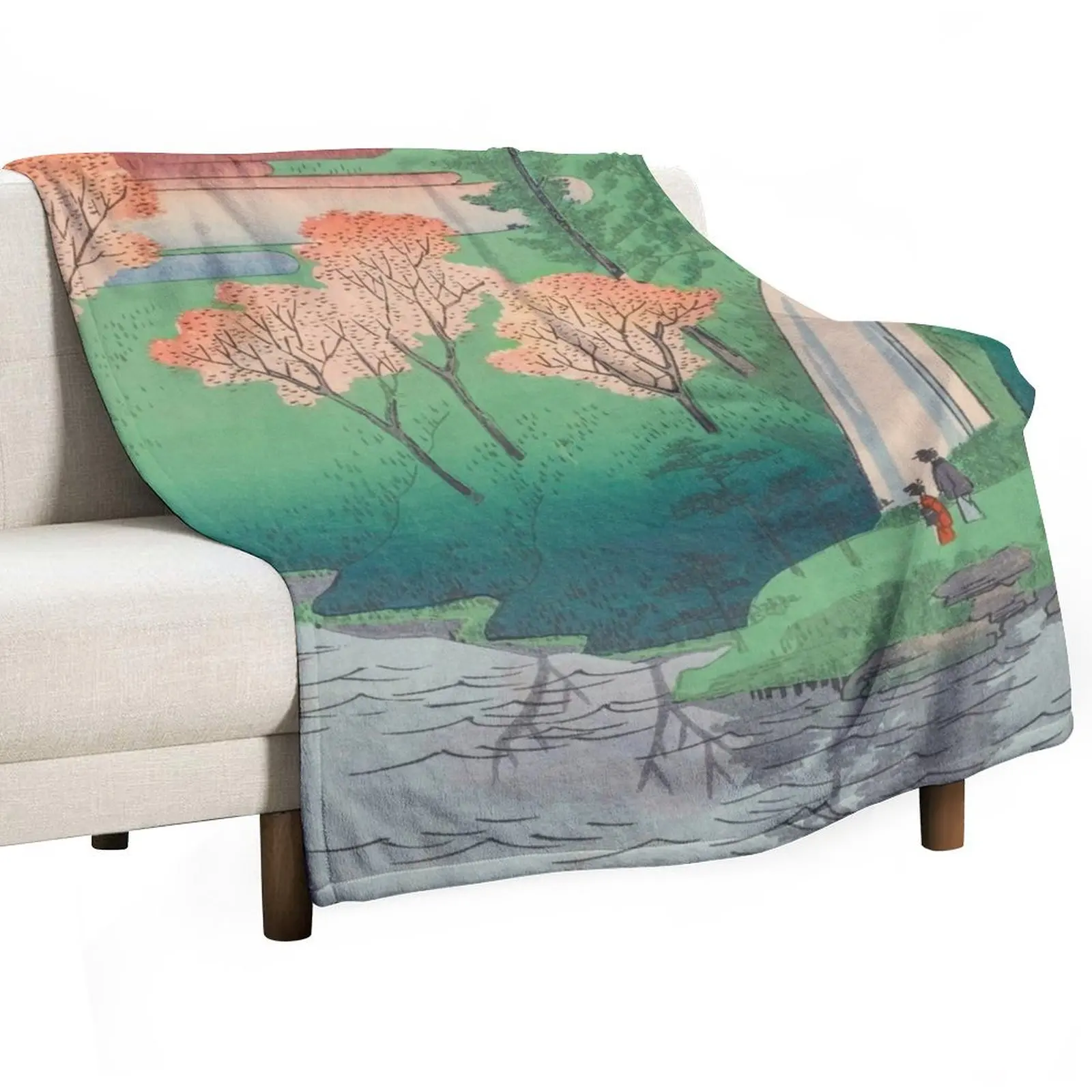 Spring Chiyogaike Pond Vintage Ukiyo-e Japanese Art Throw Blanket Furry Bed covers Blankets For Baby for winter Blankets