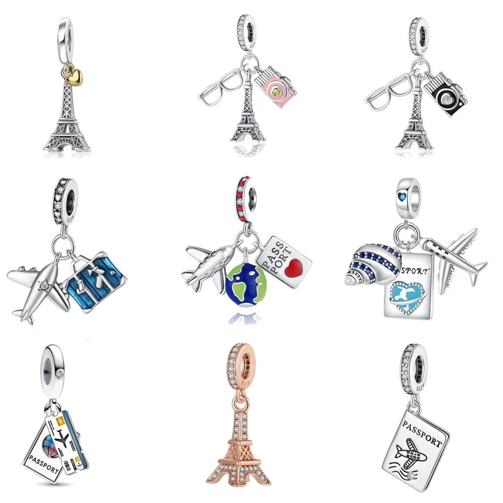 925 Sterling Silver Eiffel Tower Charms Beads Fit Original Bracelets Bag Keychain Charms Beads Pendant Diy Women Jewelry Gift