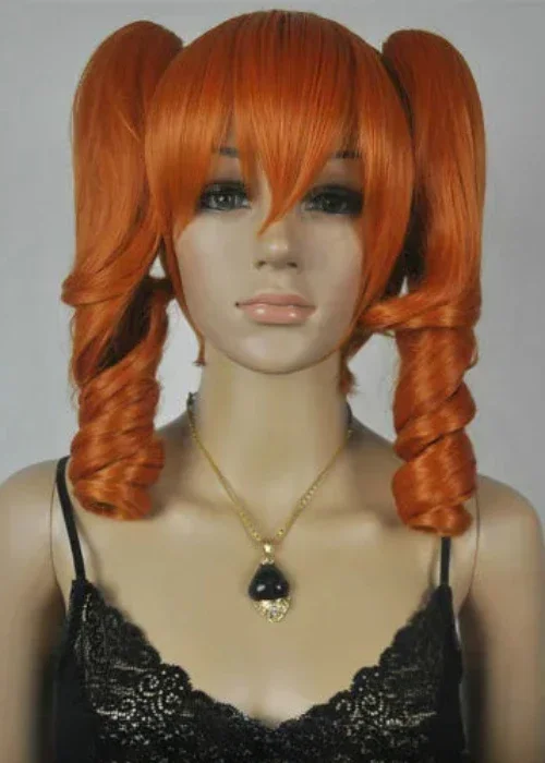 Cosplay Medium Long Orange Curly Spiral Heat Resistant Wig