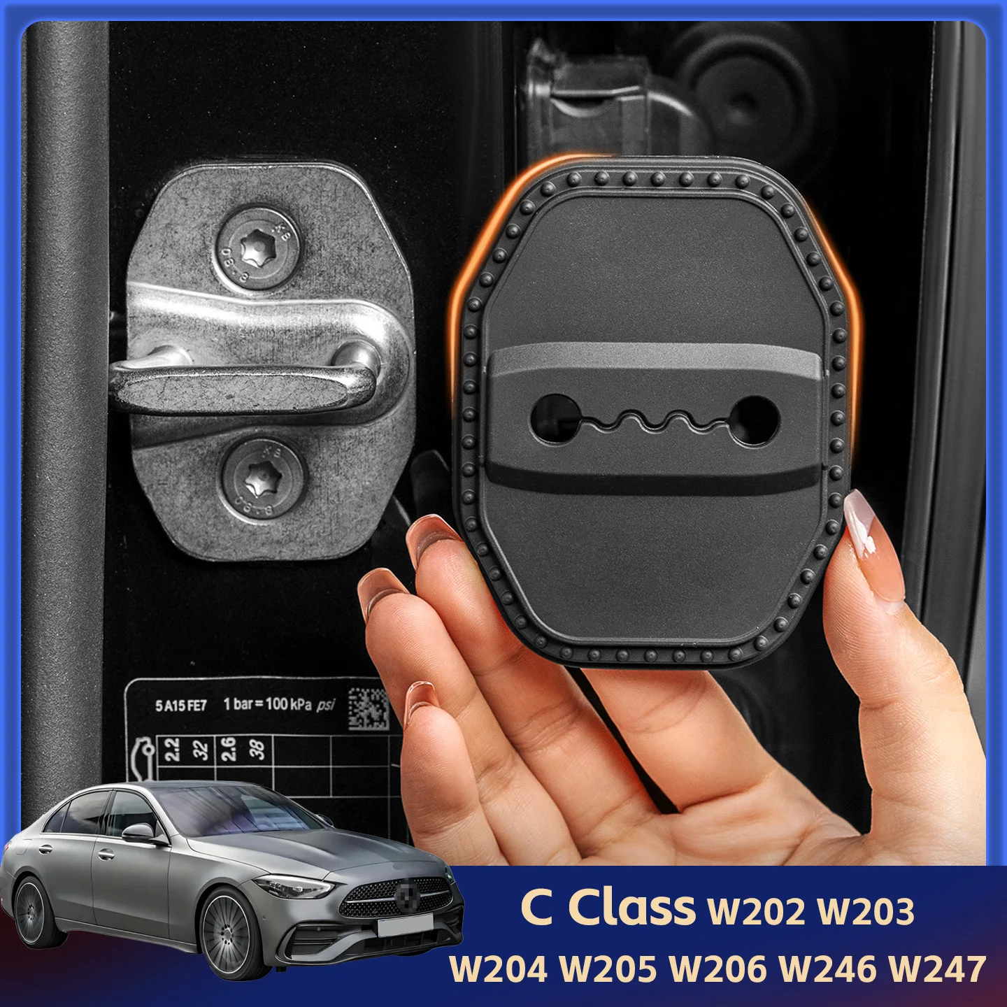 

2/4 шт. силиконовые накладки на замки дверей автомобиля, защитный декоративный чехол для Mercedes-Benz C-класса W202 W203 W204 W205 W206 W246 W247