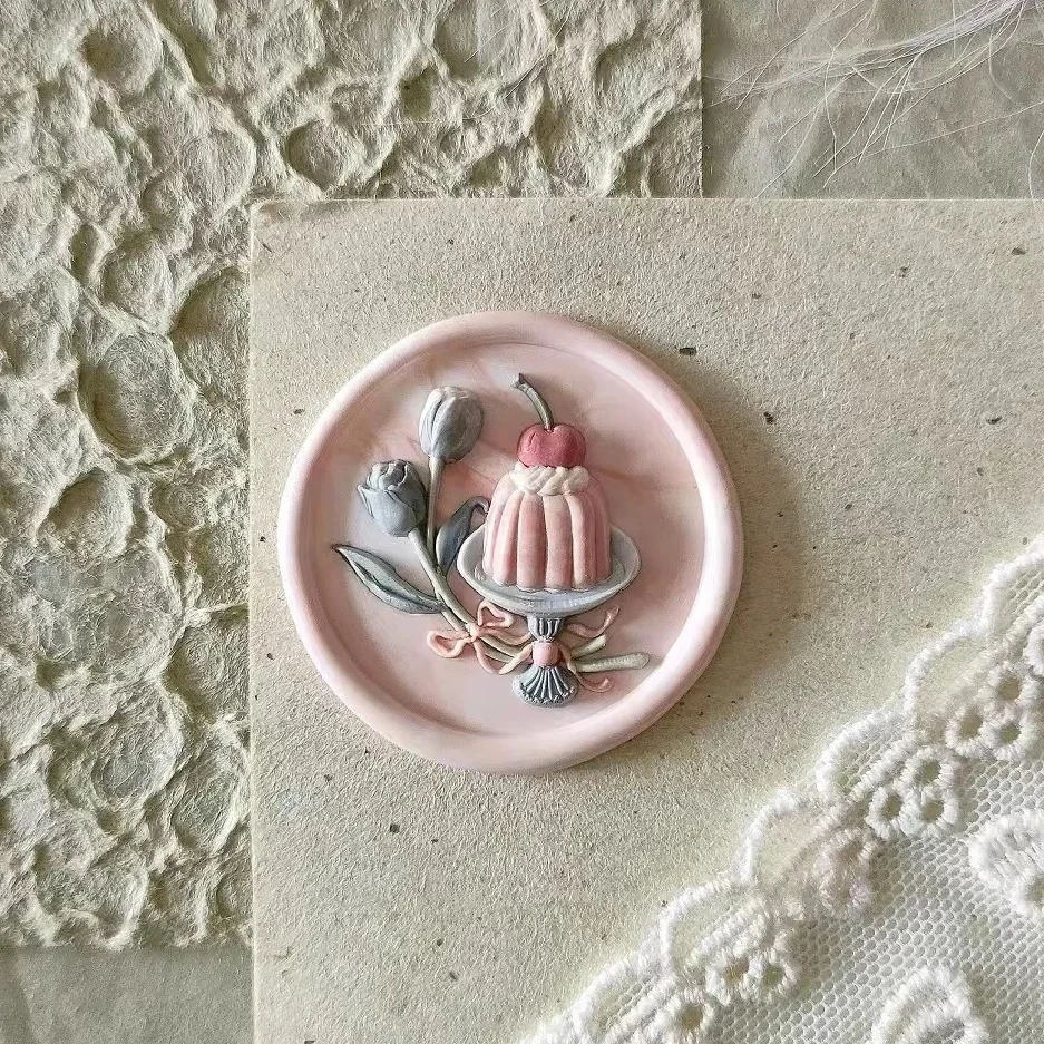 Wax Seal Stamp Chapter Header Multi-Layer Relief Yin-Yang Engraving Students Diy Cute Copperhead Hydrangea Invitation Card Seal