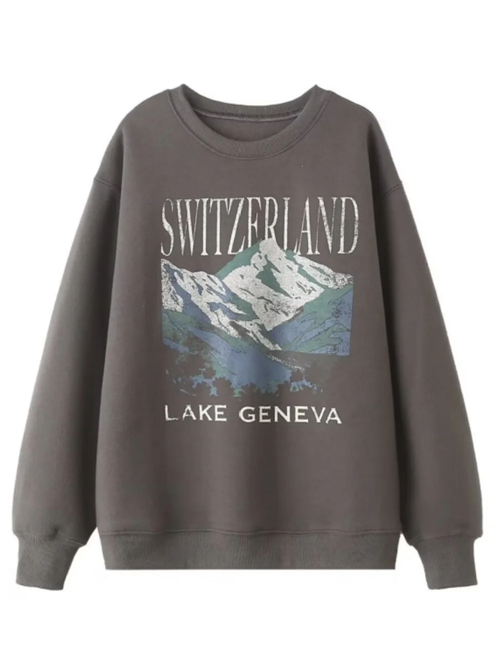 

Women Vintage Sweatshirt 2023 Ladies Casual Long Sleeves Letter Print Round-neck Oversize Solid Sweatshirt For Women's Tops