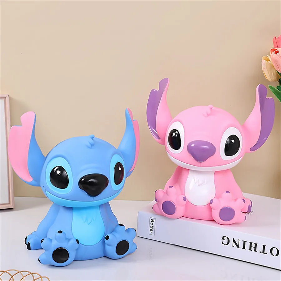 Hucha de cerdito Stitch de 21*16*9cm para niños, caja de ahorro segura, juguete para guardar dinero y monedas, caja grande de papel para niños, regalo para fiestas de cumpleaños