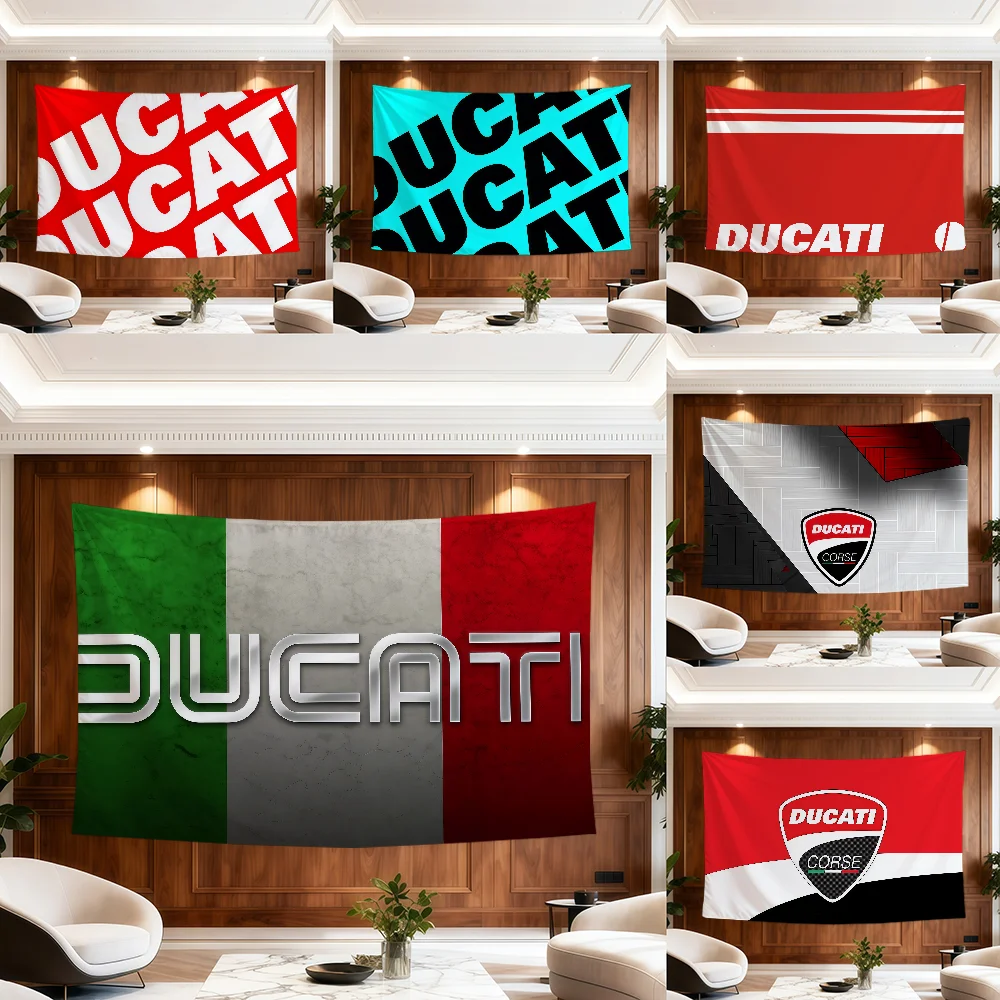 Mode coole Marke Kunst moderne D-D-DucatiS-S-Cars Flagge Hogar Zimmer Wohnheim Camp Party Picknick Dekor Geschenk Banner Garage Wandbehang