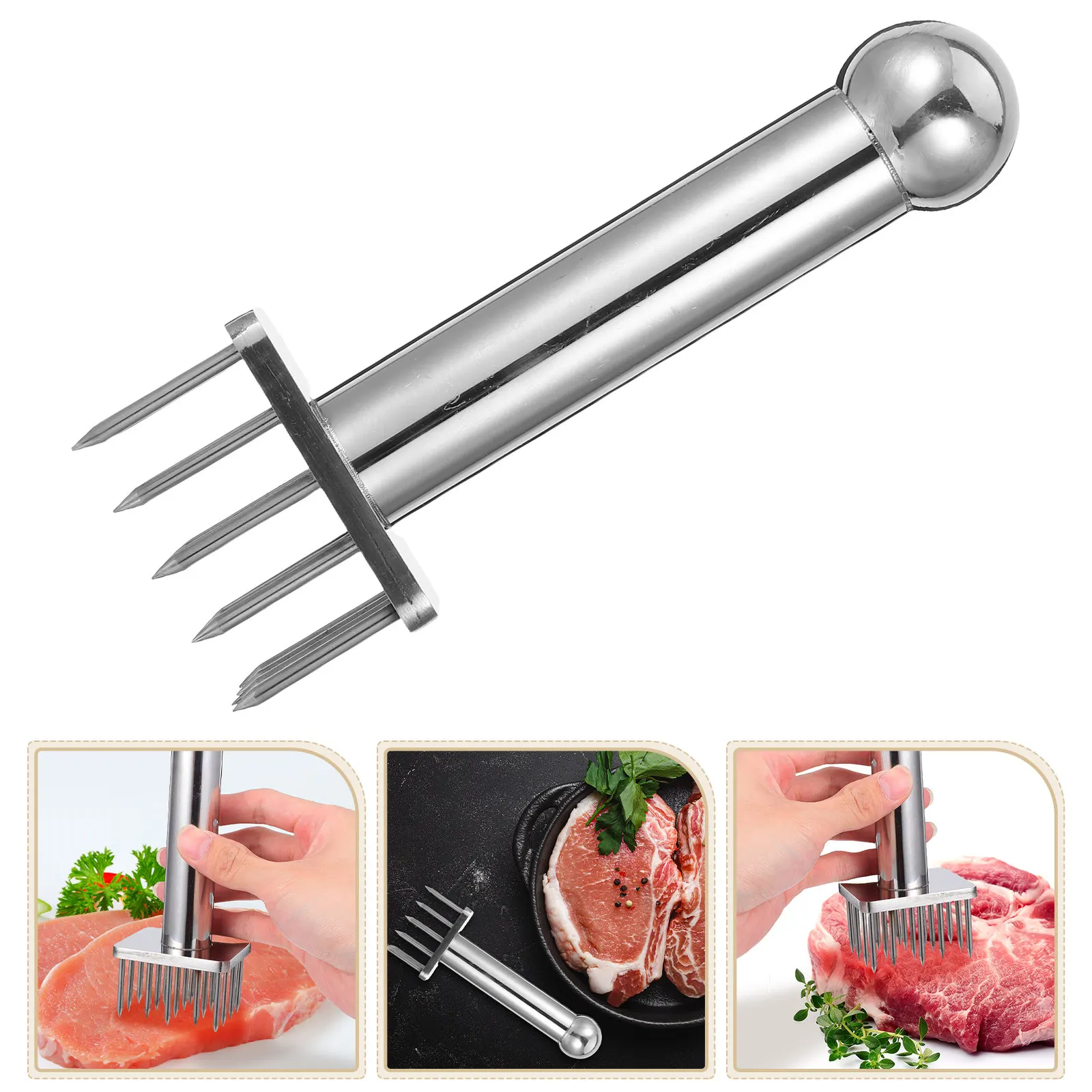 Stainless Steel 18-Pin Meat Tenderizer Hammer Multi-Needle Design for Pork Beef Tenderizing Kitchen Mallet Pounder Cooking Tool
