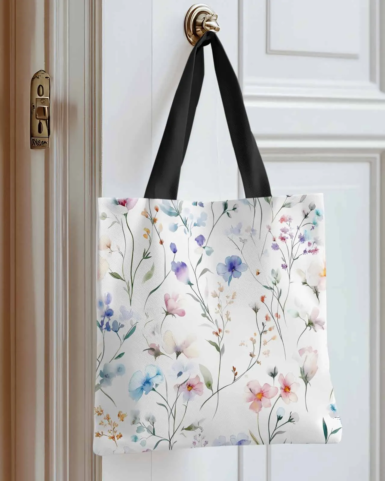 

Garden Spring Flowers Print Canvas Bag Handbag Oxford Cloth Eco Shopping Storage Bag for Home Use