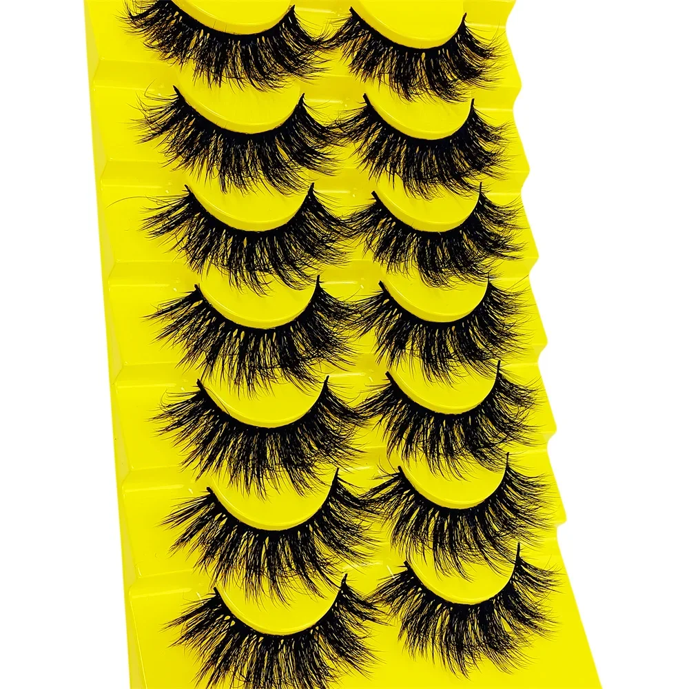 7 Pairs Lashes Fluffy Eye Lashes Wispy 6D Volume False Eyelashes that Look Like Extensions Thick Soft Curly Fake Lashes Pack