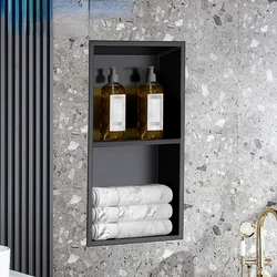 Shower Niche, Gun Metal 36X12 in Stainless Steel Wall Niche with 2 Shelves, No Tile Needed Wall Niche Recessed Waterproof Anti-F