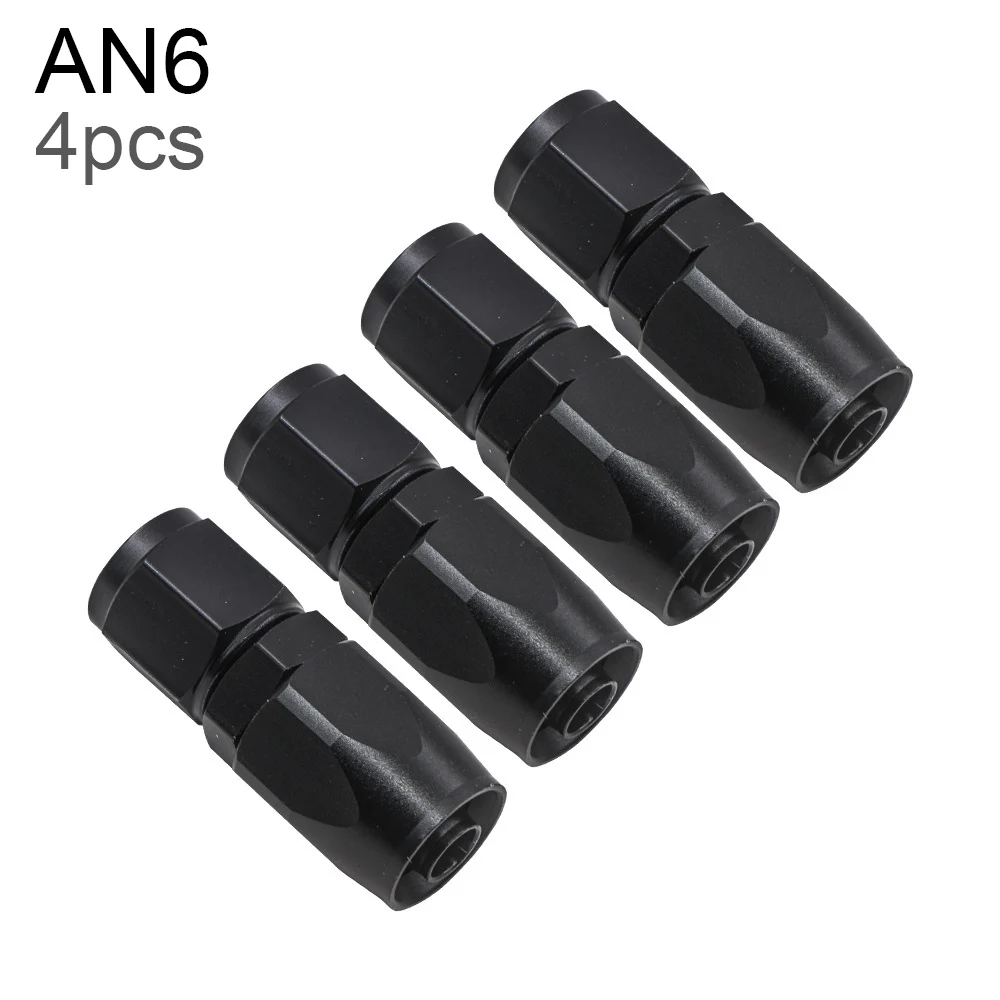 

4pcs/set Black Aluminum Universal Straight AN6 - 6AN Swivel Hose End Fitting Adaptor for Braided Fuel Line Adapter Connectors