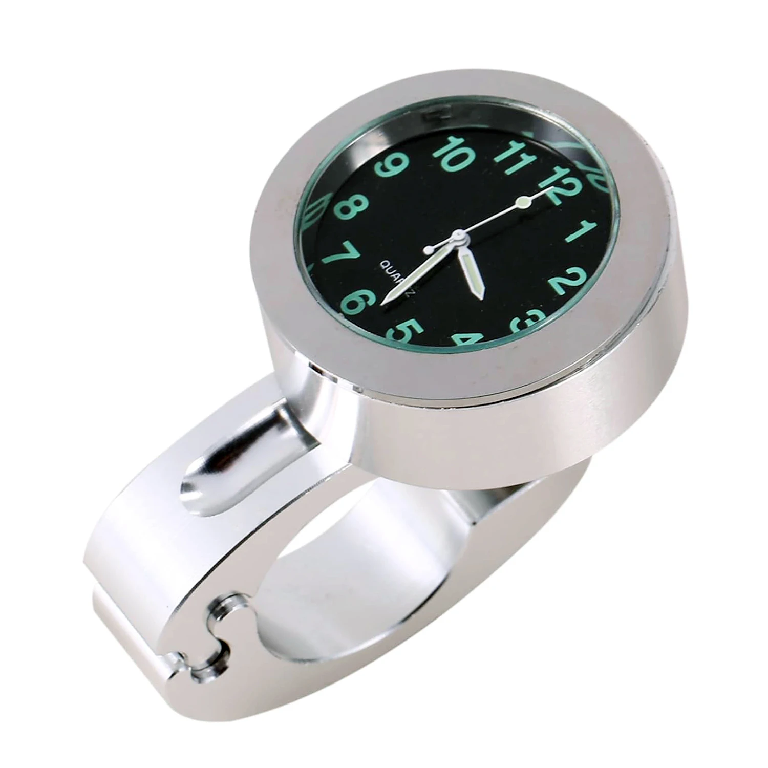 Top Motorcycle Watch Handlebar Clock Silver Waterproof for Rain Bar Mount Classic Cruisers Choppers Electric Bike EScooter Mini