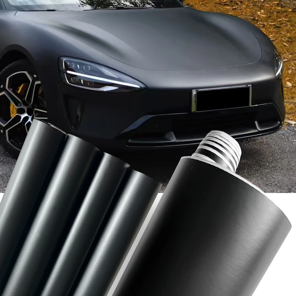

Matte Black Vinyl Car Wrap Film Foil Sticker Sheet Vehicle Decal Window Trim Console Computer DIY Auto Motorcycle Decor Decals