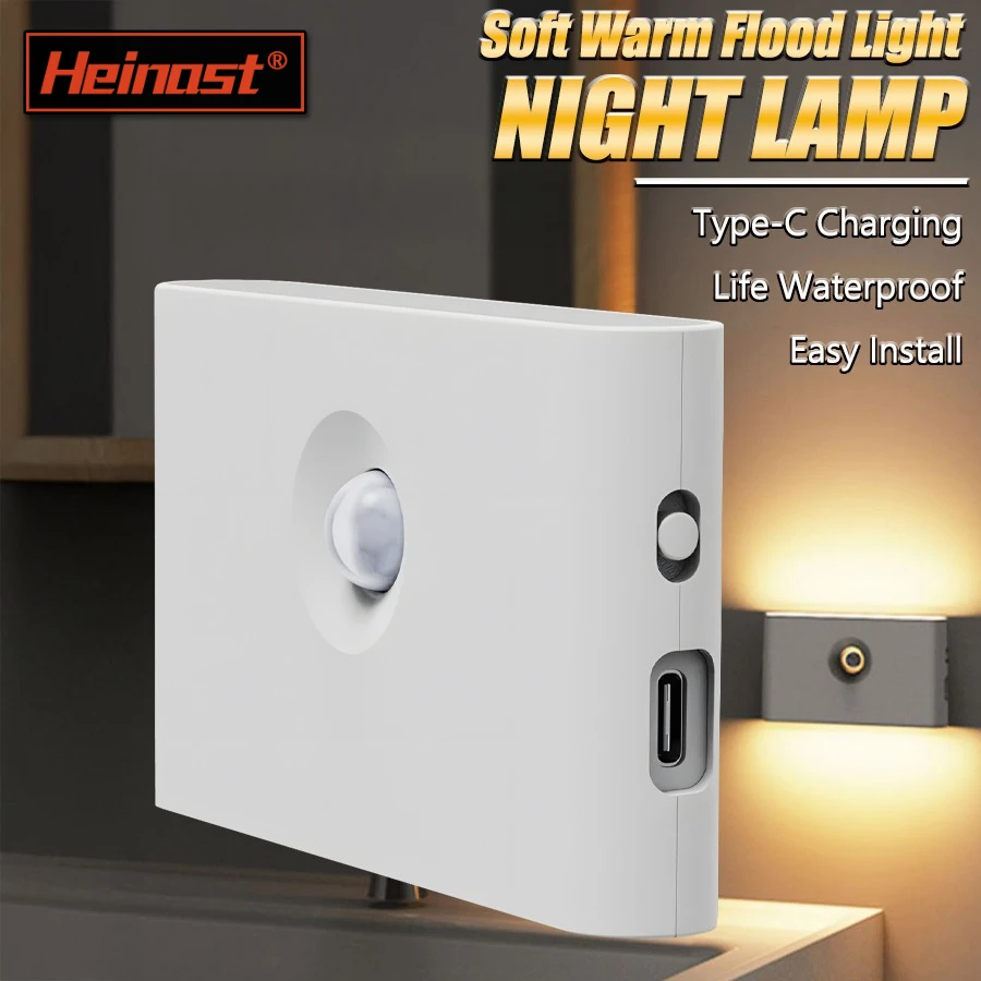 

1/2/4PCS Motion Sensor Night Light TYPE-C Rechargeable 3 Modes Magnetic Wall Lamp for Summer Camping Kids Baby Room
