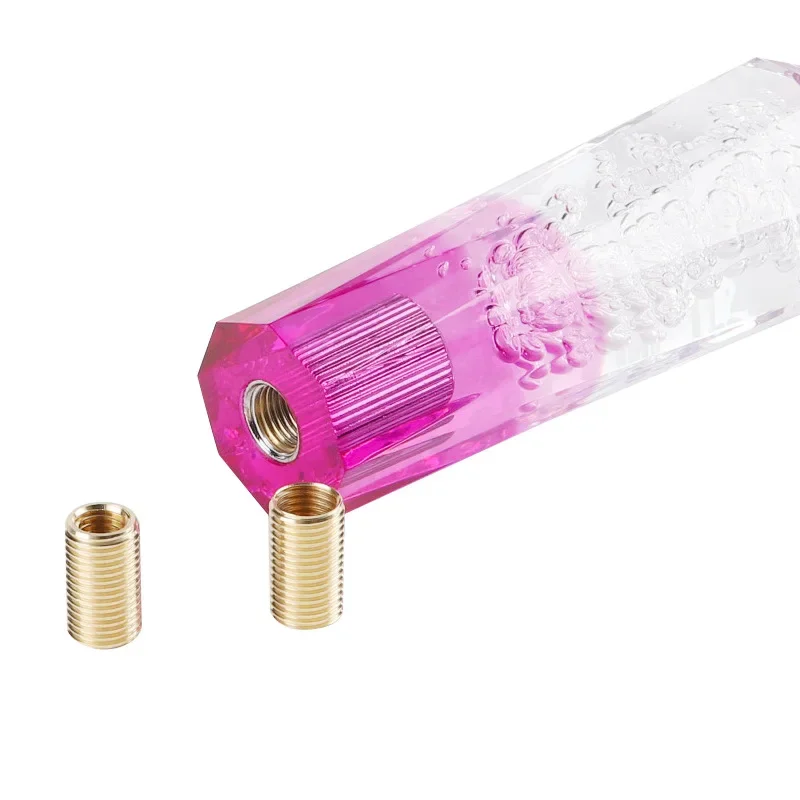Universal 15cm Car Resin Gear Shift Knob Acrylic Stick Crystal Transparent Bubble Shifter Head Handle Lever 2 Adapters