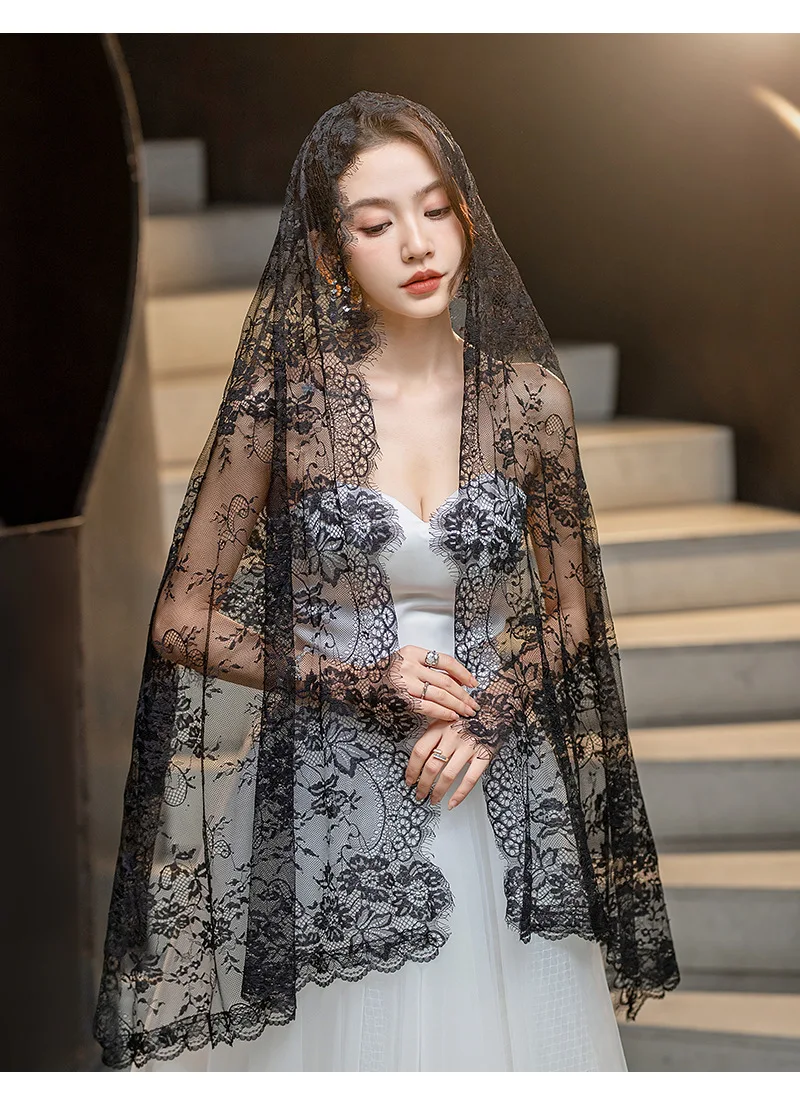 Lace Mantilla Veils For Church Prayer Spanish Muslim Shawl Scarf Head Covering Christian Chapel Catholic Veril For Wedding Bride