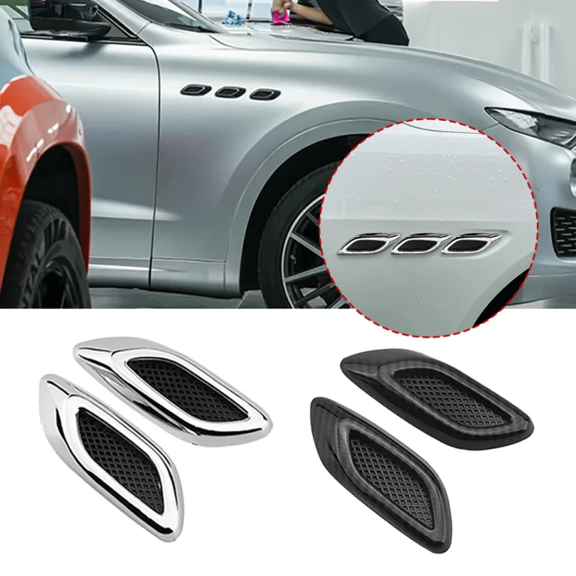 2pcs Car Fender Trim Decorative Intake Bumper Side Vent Decal Truck Auto Motor Exterior Hood Vent Decorative Accessories