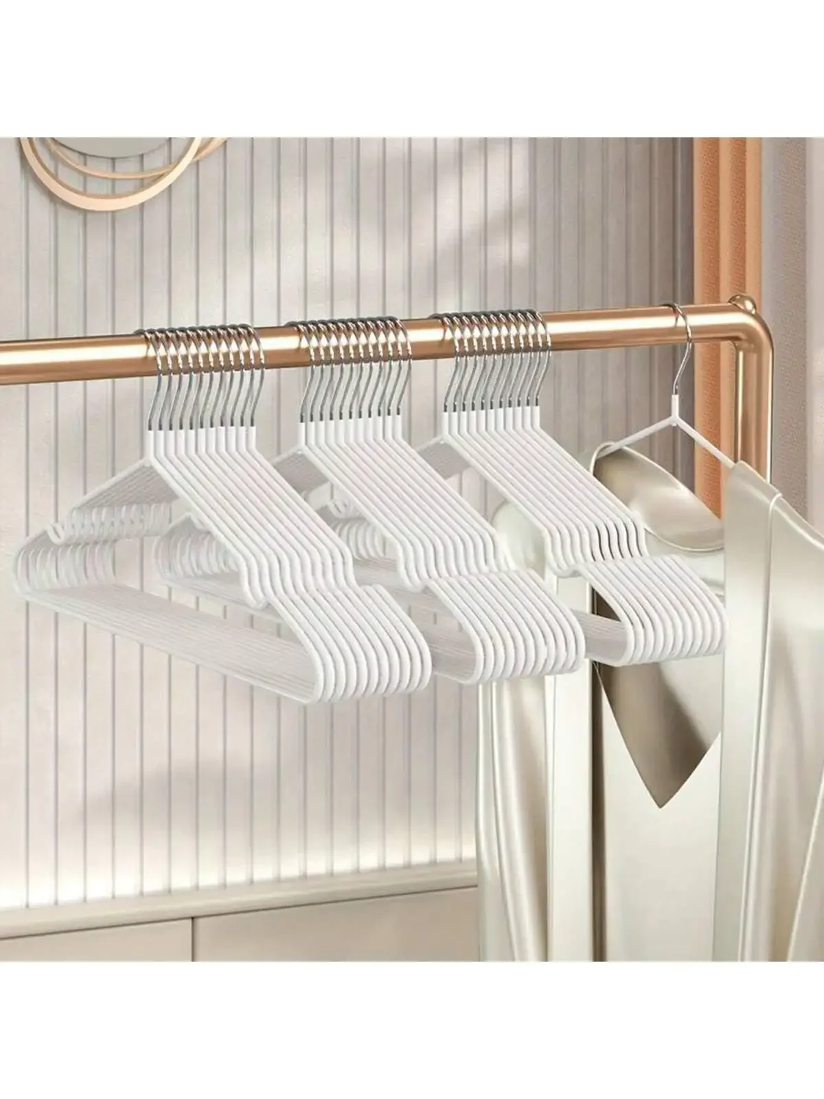 10pcs Hangers For Clothes Metal Seamless Non-slip Coat Hanger High-grade Metal Texture Coat Racks Clothes Hanger