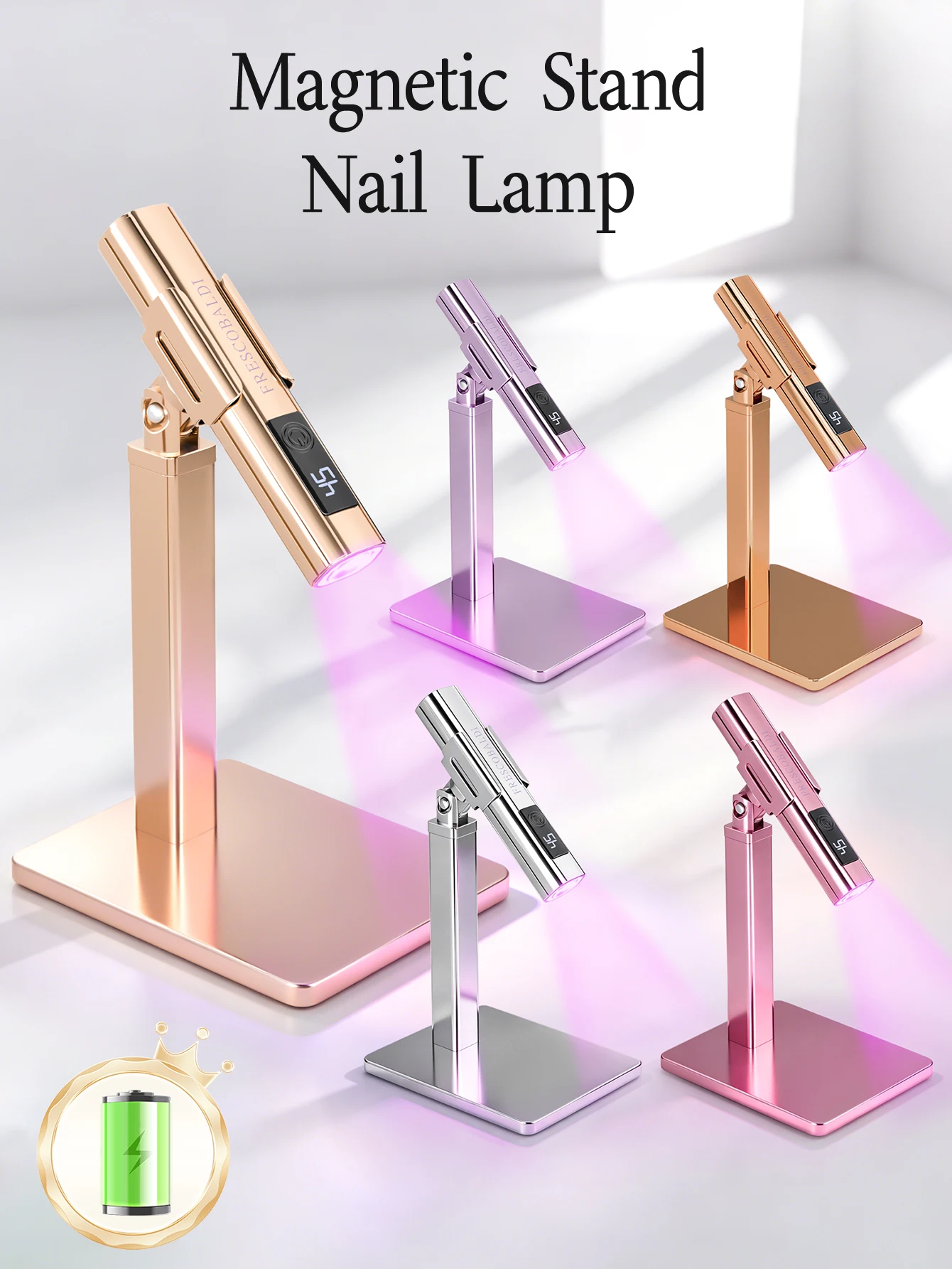 1Pc Rechargeable USB Mini UV LED Nail Stick Lamp Built‑in Battery Handheld Gel Nail Drying Light Portable Manicure Tool