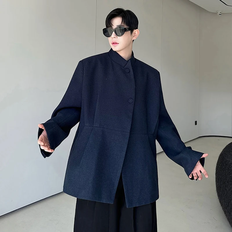LUZHEN Solid Color Elegant Temperament Asymmetric Placket Blazer Coat Men's 2026 Autumn Original Handsome Casual Clothes JY9547