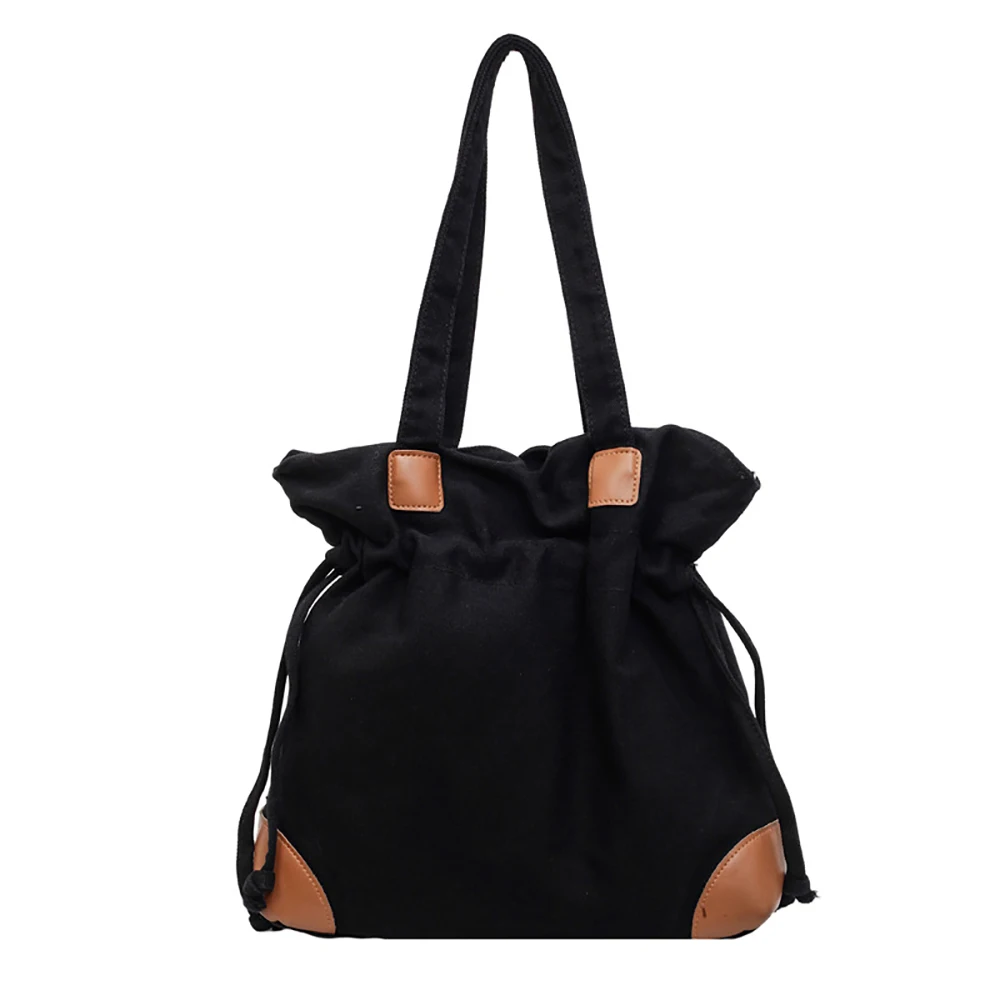 

2025 New Large Capacity Canvas One Shoulder Bag for Women Casual All-Match Zipper Drawstring Bucket Bags Commute Underarm Packs