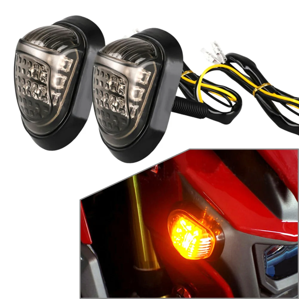 2Pcs Motorcycle Flush Mount Turn Signals Light Amber 9 LED Indicators Lights Universal Motorbike Lamp DC 12-Volt 2 wire