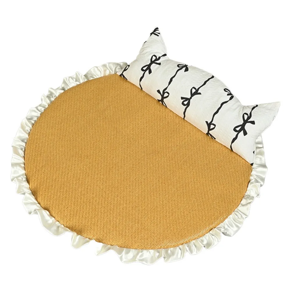 Cama Sofá Pequeña para Gatos con Almohada, Colchoneta Refrescante de Seda Helada, Colchoneta Transpirable Antideslizante para Dormir en Verano para Gatos, Perros y Mascotas, Colchoneta Refrescante par