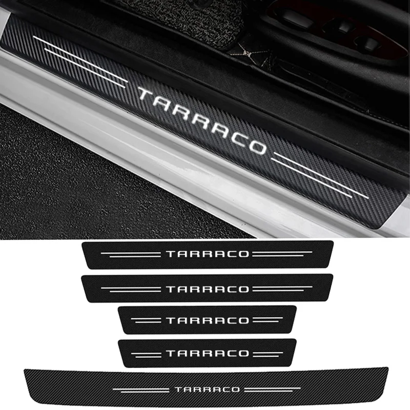 Carbon Fiber Car Door Pedal Strips for Seat Tarraco Logo Auto Door Threshold Sill Protective Rear Trunk Bumper Guard Stickers