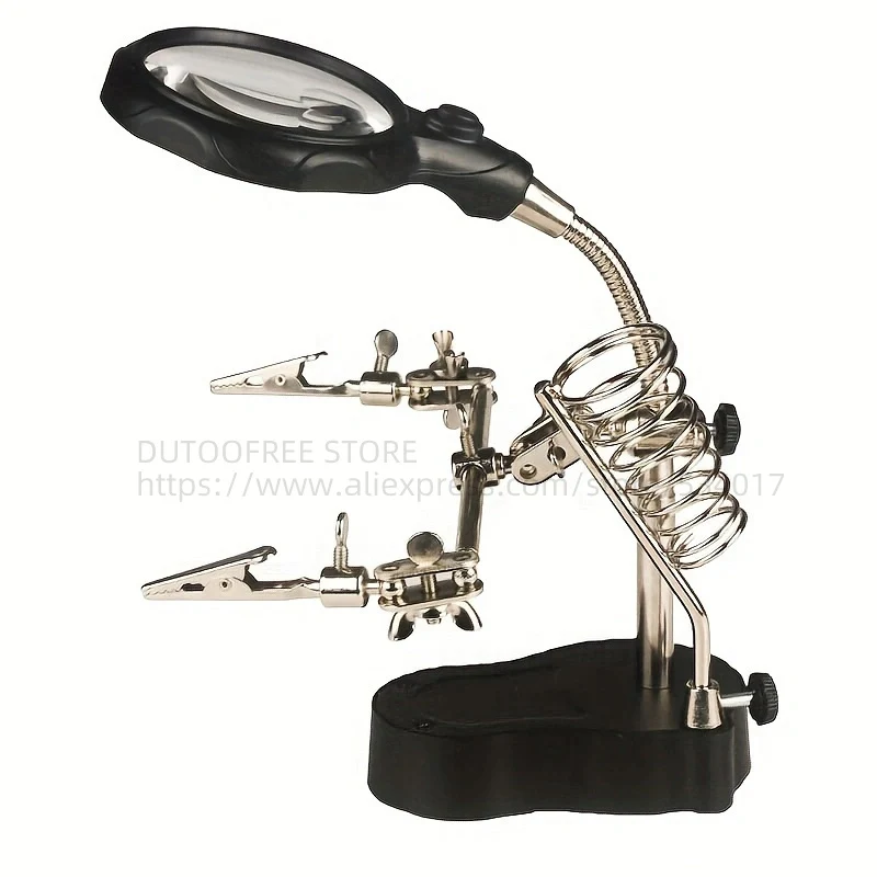 Desktop Magnifier LED Light Table Magnifier Glass Soldering Iron Station Stand Welding Magnifying Glass Clip Clamp for Repair