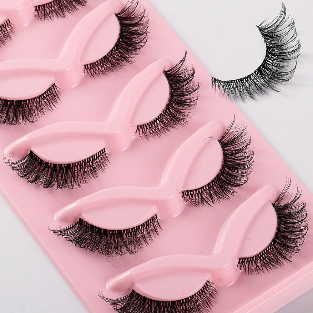 5 Paar Katzenaugen-Wimpern, künstliche Wimpern, natürliche lange Manga-Wimpern, geflügeltes Ende, verlängerte Wimpern, künstliche Wimpern, Make-up