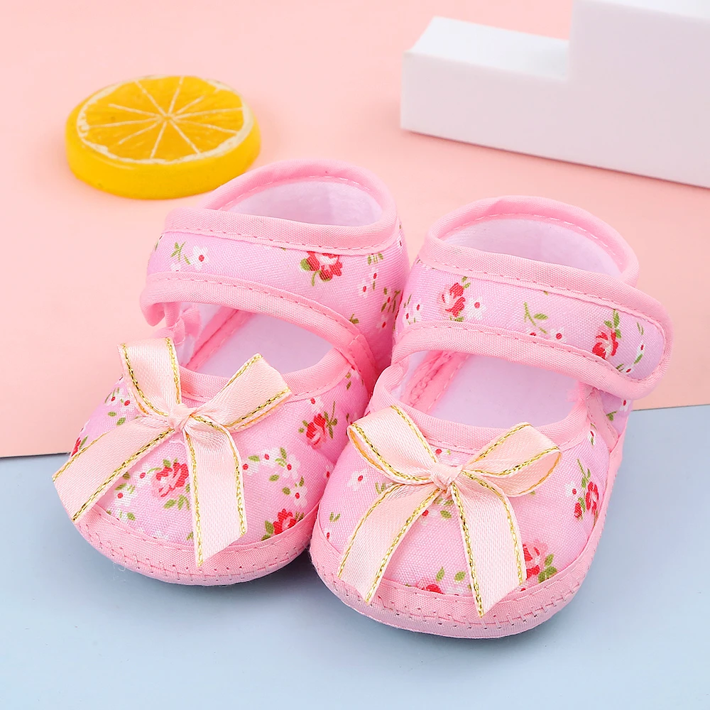 1 Pair of Baby Non-Slip Learning Walking Shoes, Cute Bow Design, Suitable for Indoor and Outdoor, Parties and Gatherings