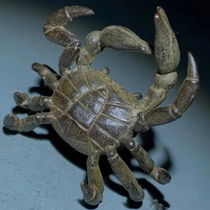 

Animal sculpture brass statue windfall general solid cute crab tea play home ceremony table table ornament display