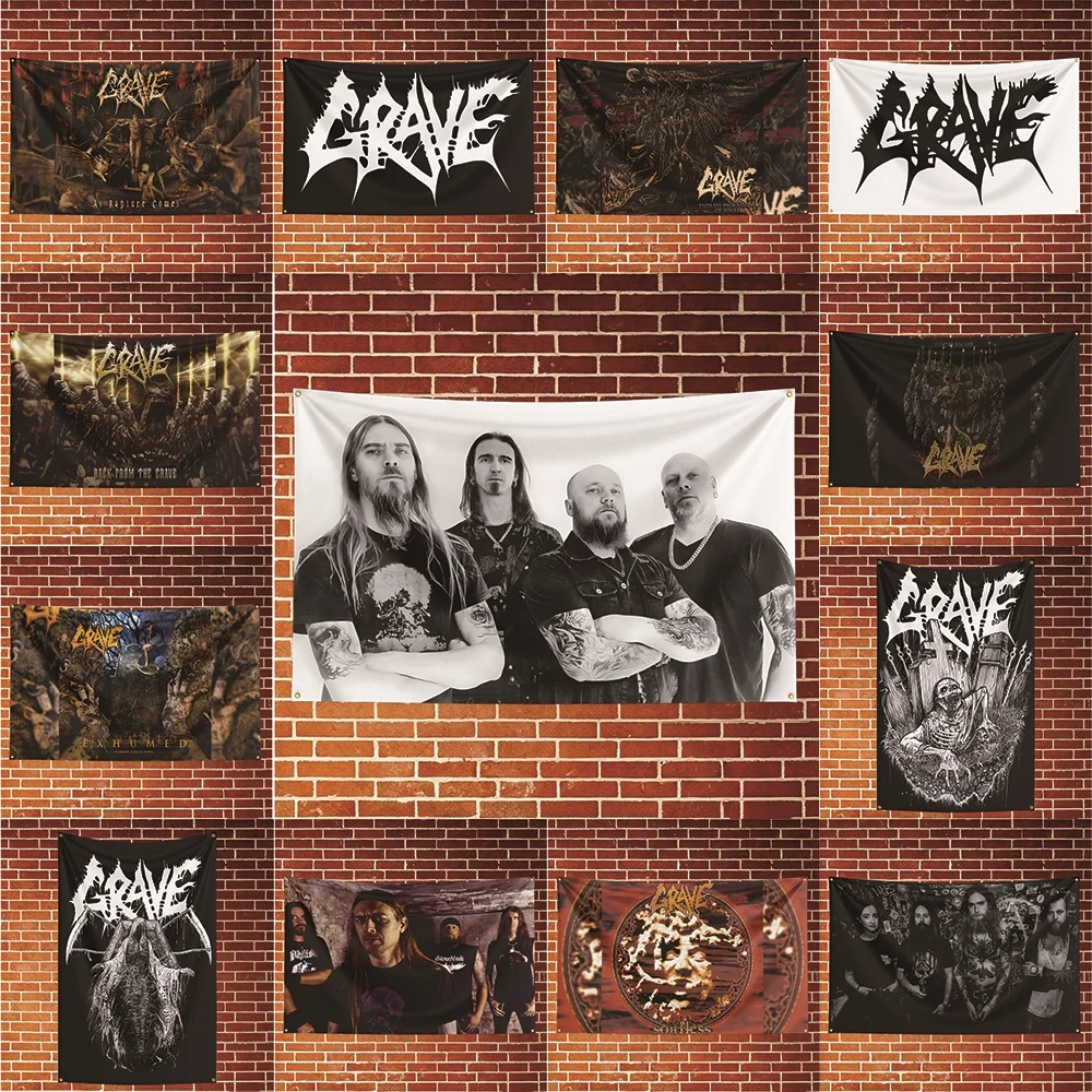 Grave Music Flag Banner For Fan Cave Watch Party Tailgate Gathering Indoor Outdoor Backyard Home Festival Ornament Supply
