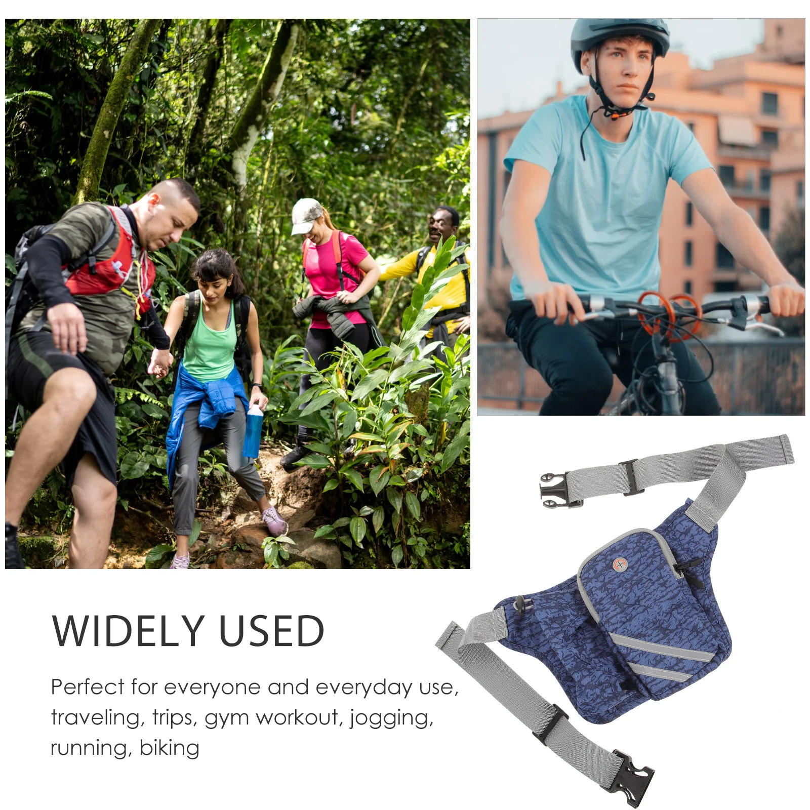 

Blue Washed Nylon Waterproof Running Mountaineering Waist Bag Fanny Pack Jogging Outdoor Sports Phone Pouch Lightweight Large