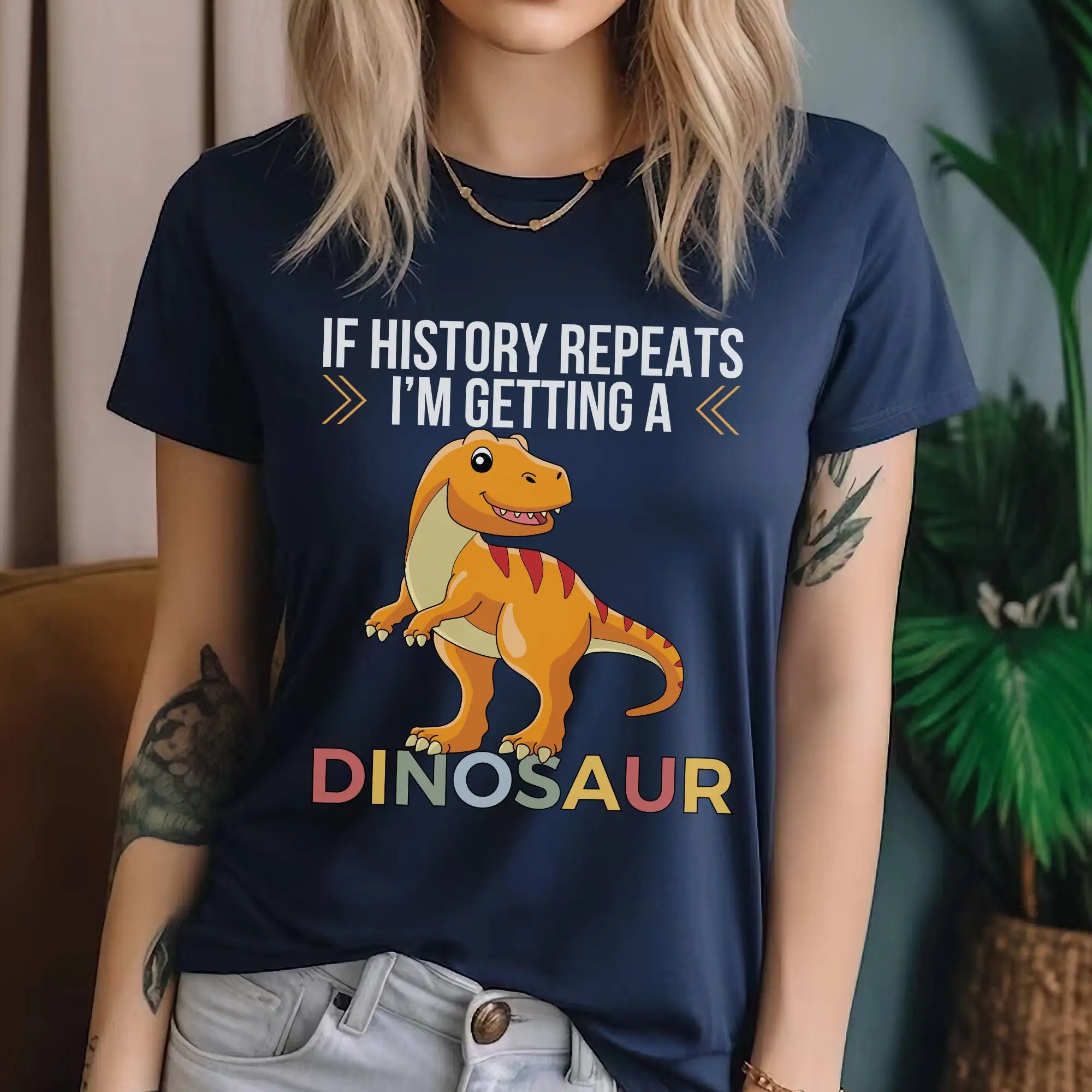 If History Repeats I'M Getting A Dinosaur Family T Shirt Birthday Party Dino Lover