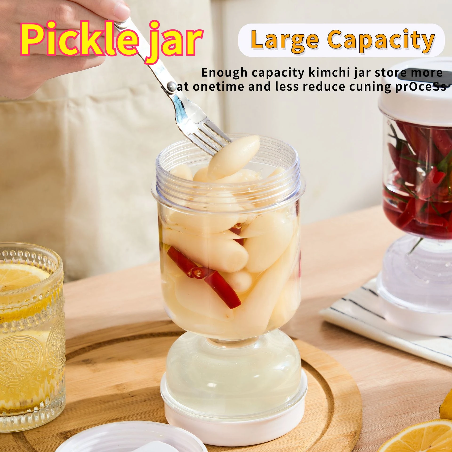 Dry Wet Separation Pickle Jar Hourglass Strainer Fermentation Container Airtight Glass Kimchi Olive Storage Jar
