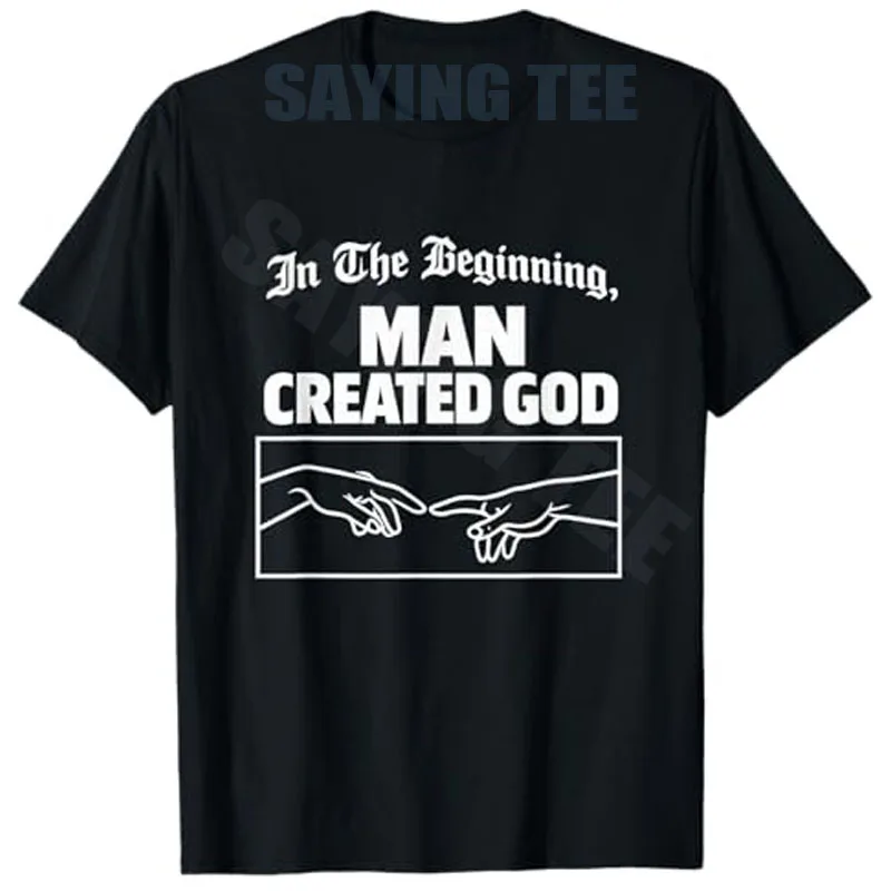 Man Created God Funny Atheist Unhinged Anti Religion Meme T-Shirt Sarkastisches religiöses Y2K-Ästhetik-T-Shirt mit peinlichem, frechen Motiv – Detail 3