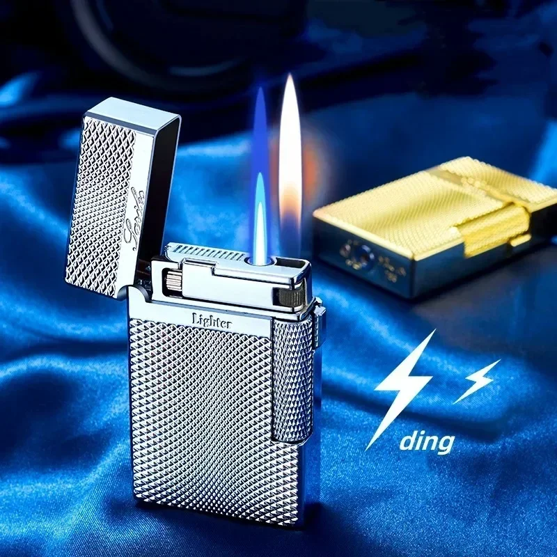 Butane Gas Lighter for Men, Cigarette Lighter, Windproof Metal Flint, Unusual Gadgets, Gift, Smoking Accessory, Wholesale, Hot