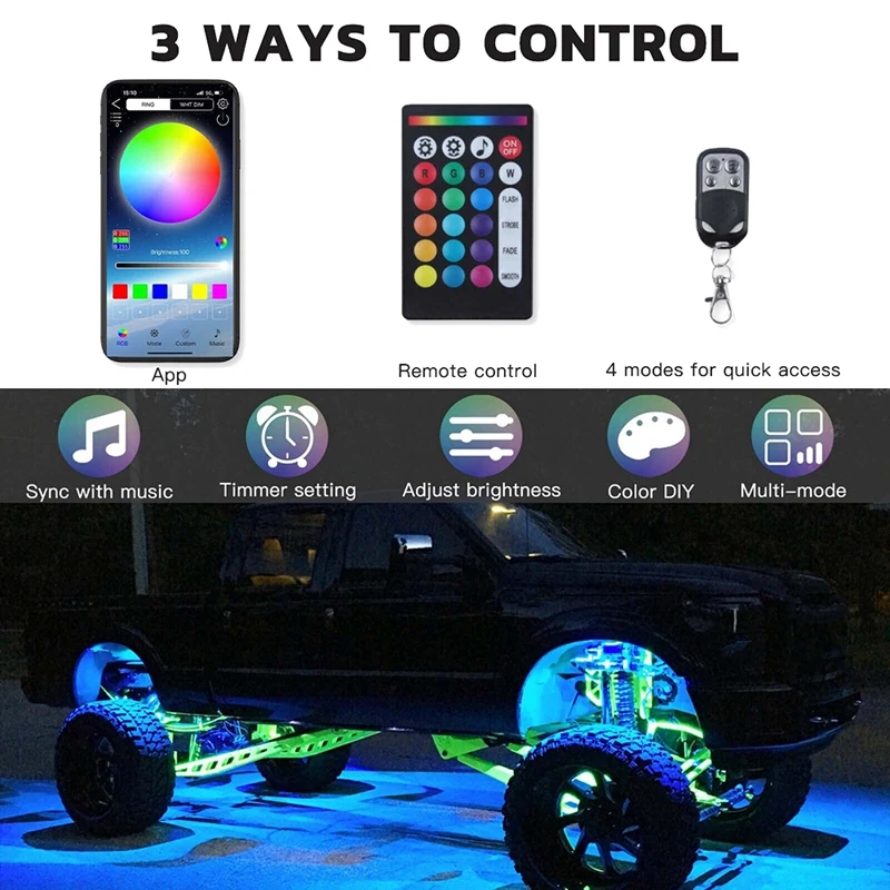 15 LED Colorful Lights Car Ambient Lights Ambient Lights One Tow Ten Lights Under Car Lights Car Supplies