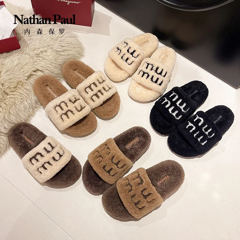 2024 new slippers women cotton mop open-toed shoes women\'s slippers trendy fashion warm winter lazy slippers